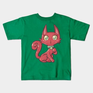 Pretty Red Kitty Cat Kids T-Shirt